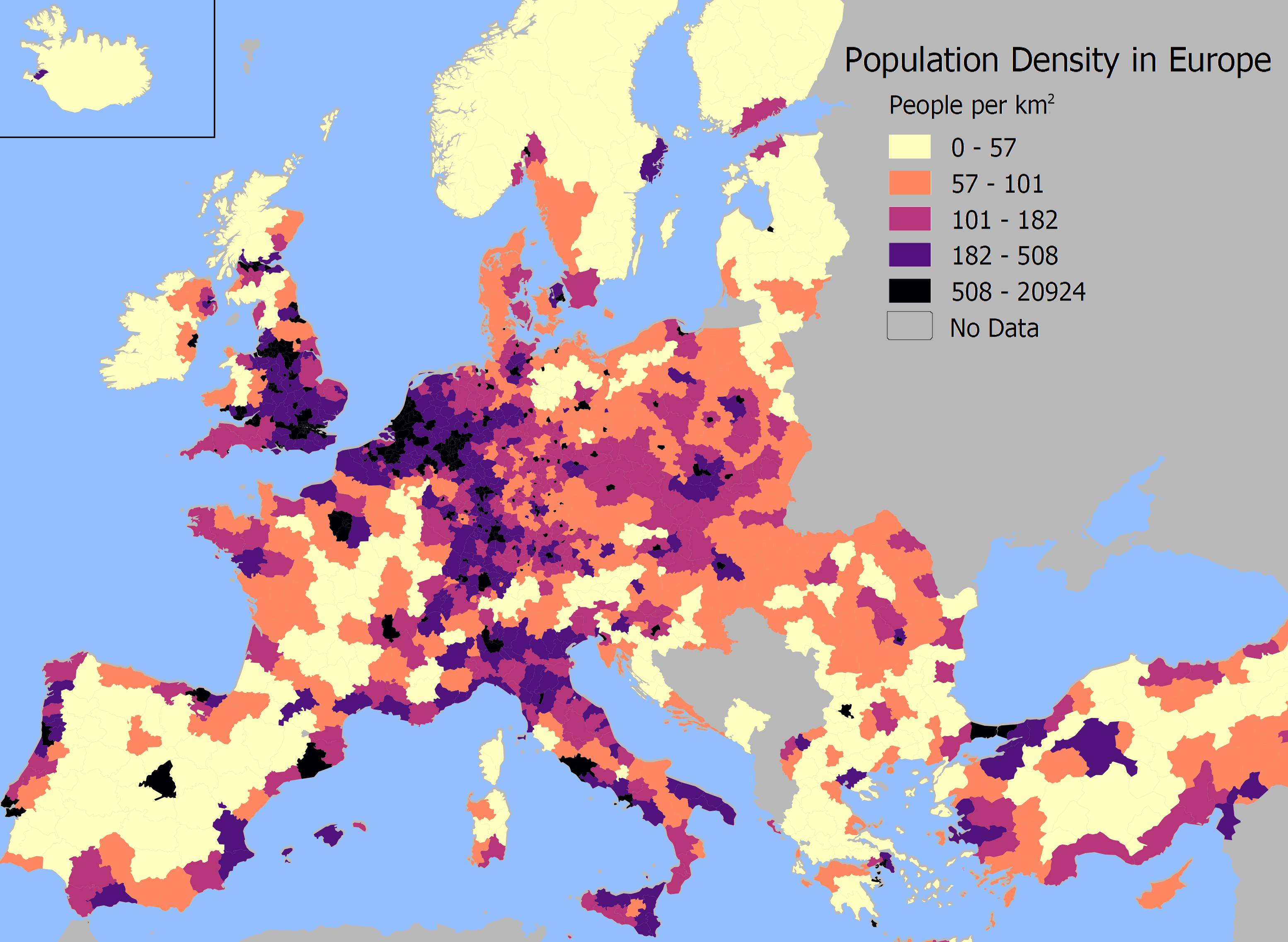 Population Density In Europe Aesthetic Data